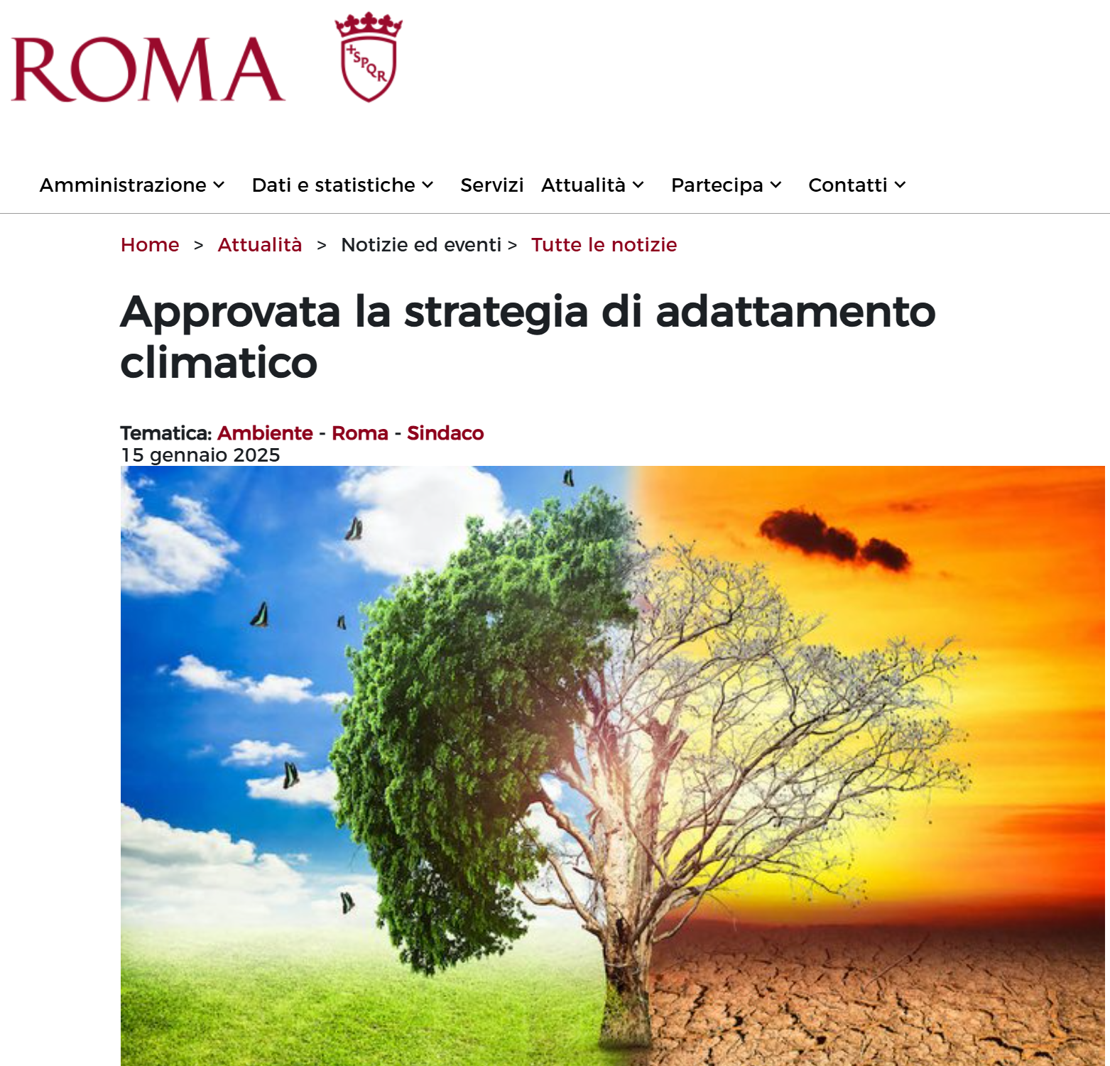 Strategia adattamento cambiamenti climatici comune Roma